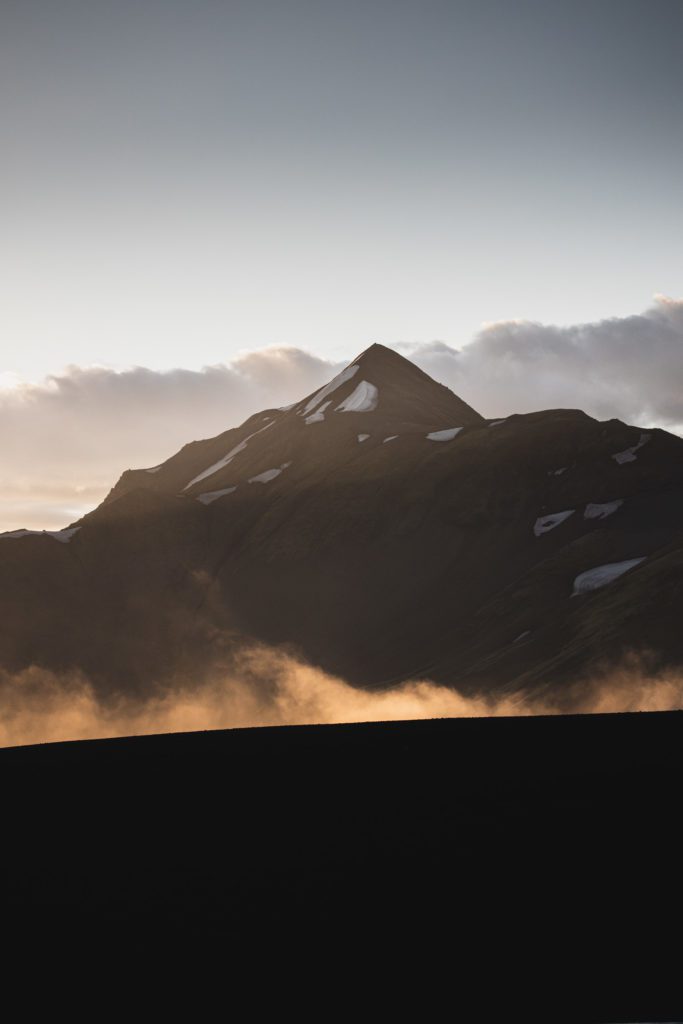 Sveinstindur mountain in Iceland in the middle of a summer night.