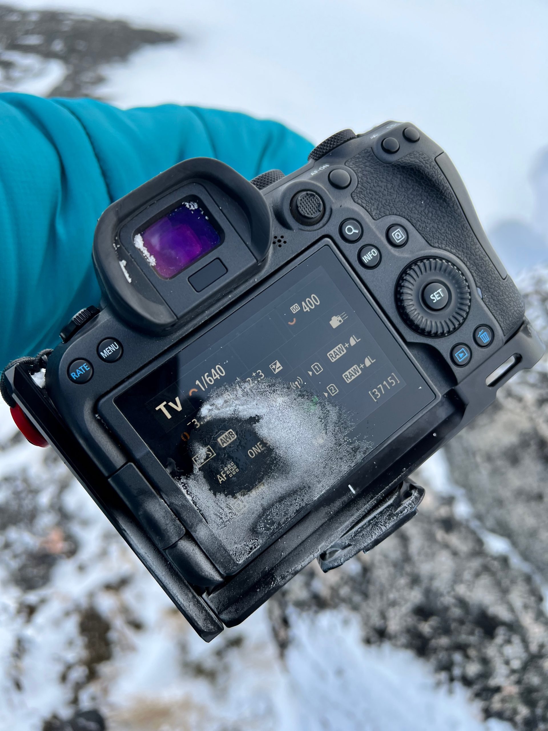 Canon EOS R6 frozen in Ilulissat, Greenland.