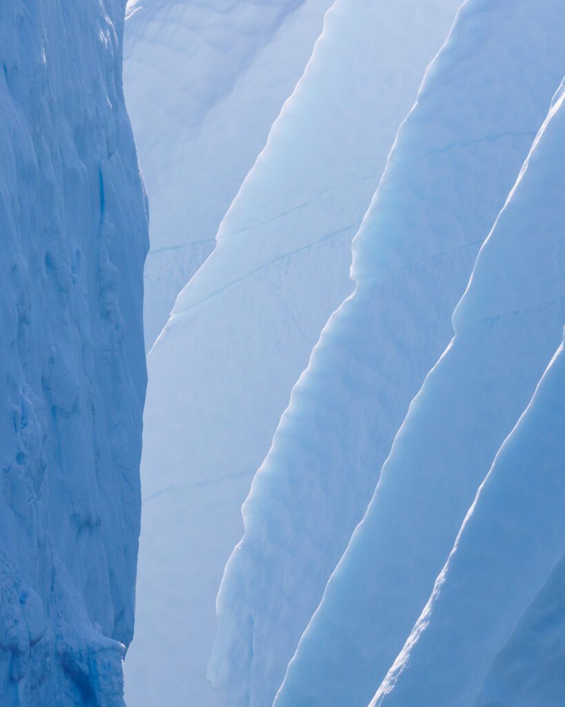 Layered ice on the Ilulissat Icefjord in Greenland