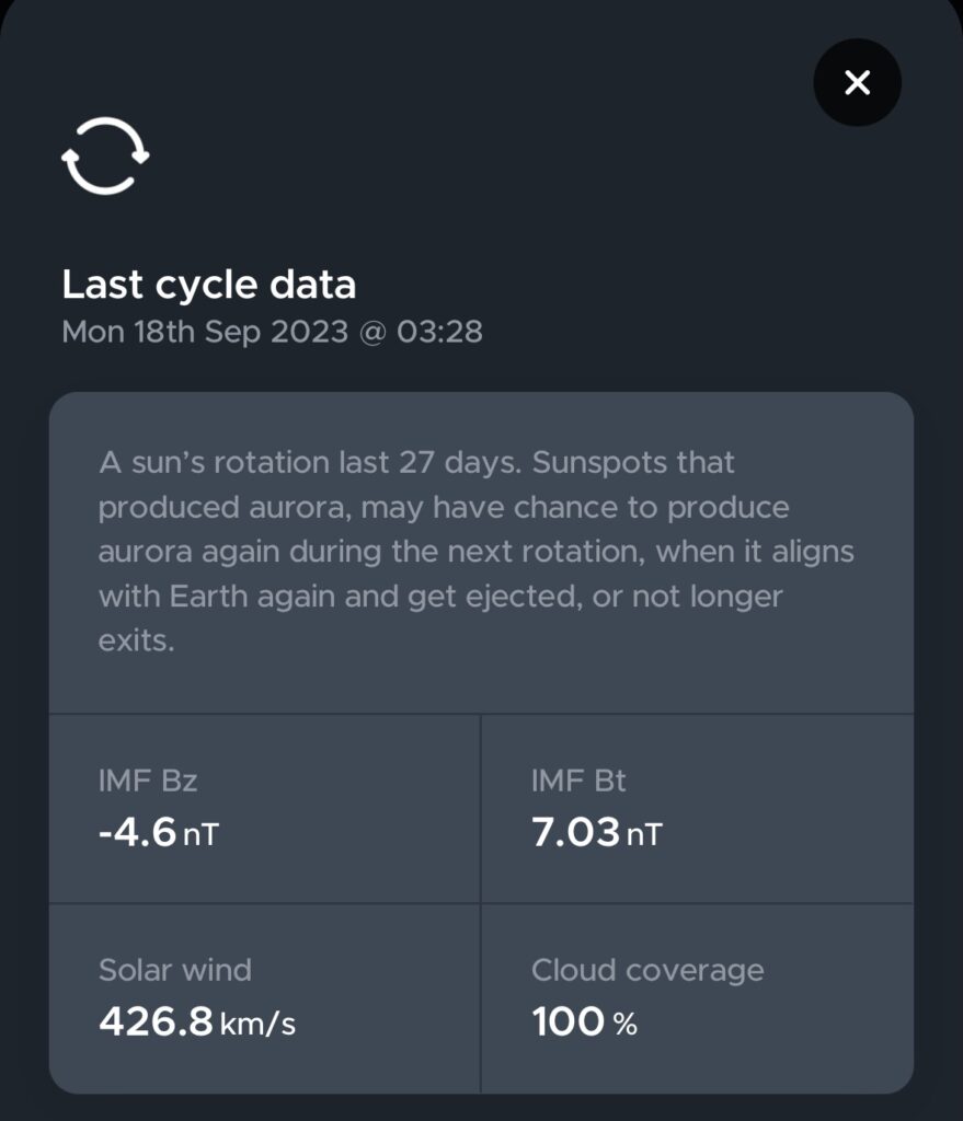 Hello Aurora forecast app on iOS