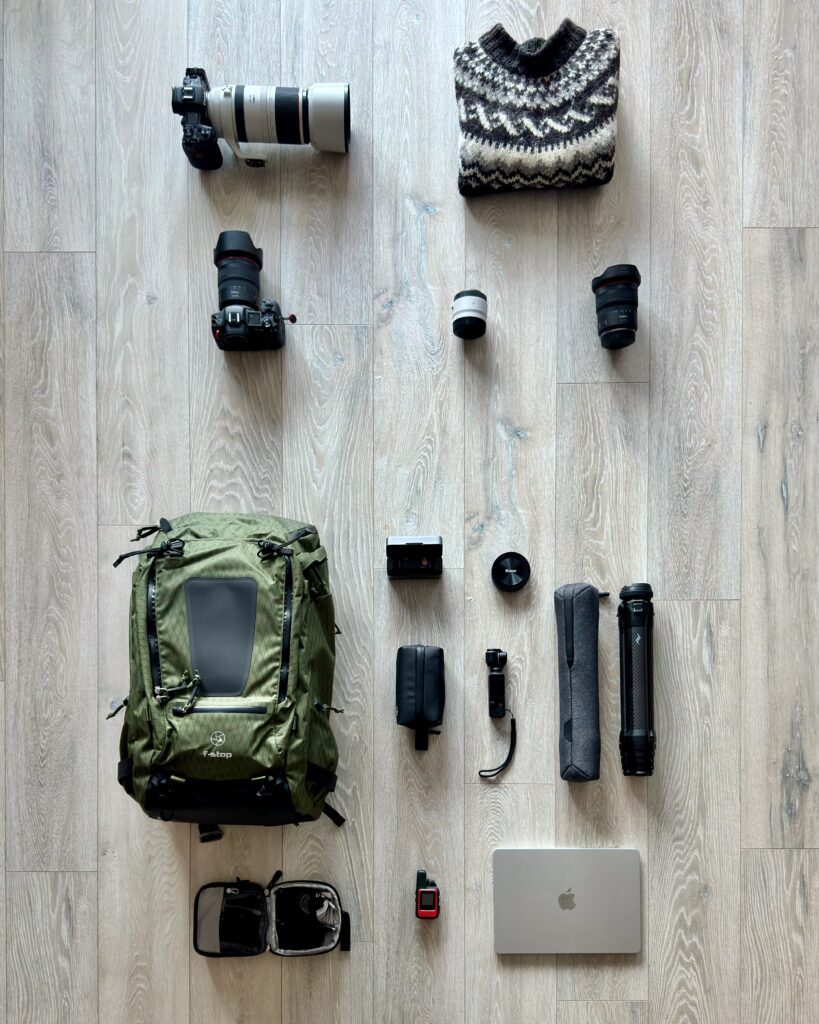All the photography gear I took on this trip.