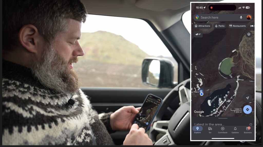 Drone Class Template Researching satellite imagery on location in Iceland