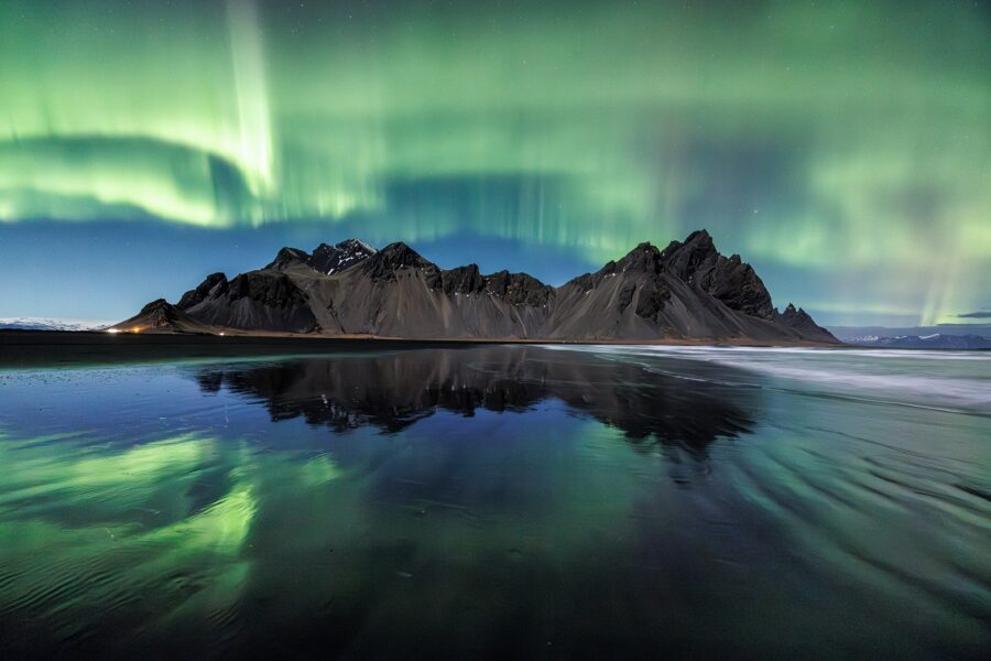 Photographing the Northern Lights Above Vestrahorn in Iceland